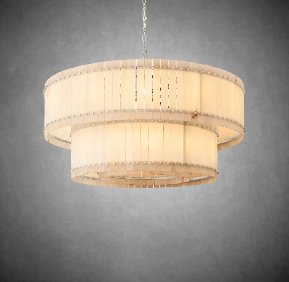 Marcus Alabaster Round Tiered Chandelier