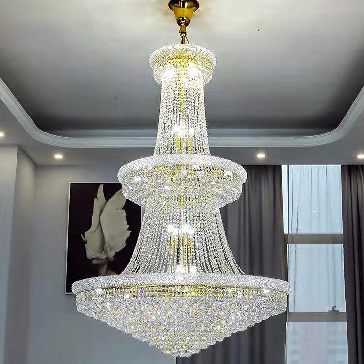 Luxury Crystal Chandelier for Grand Villa Hall and Duplex Staircase Lighting