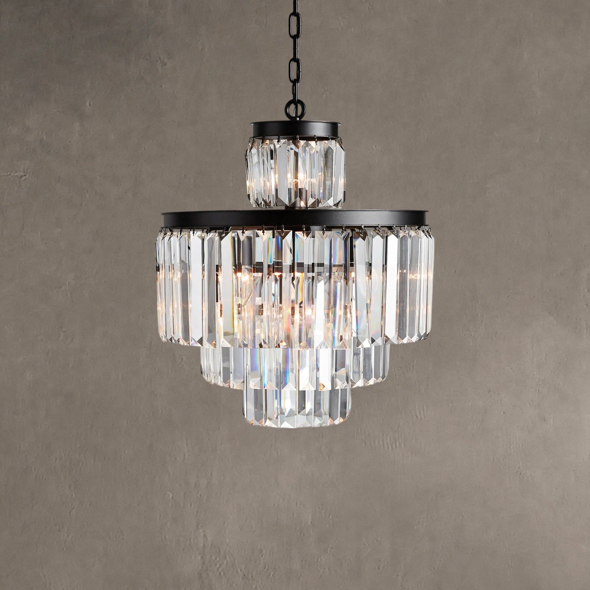 Leyland 11-Light Art Deco Chandelier with K9 Glass Crystals