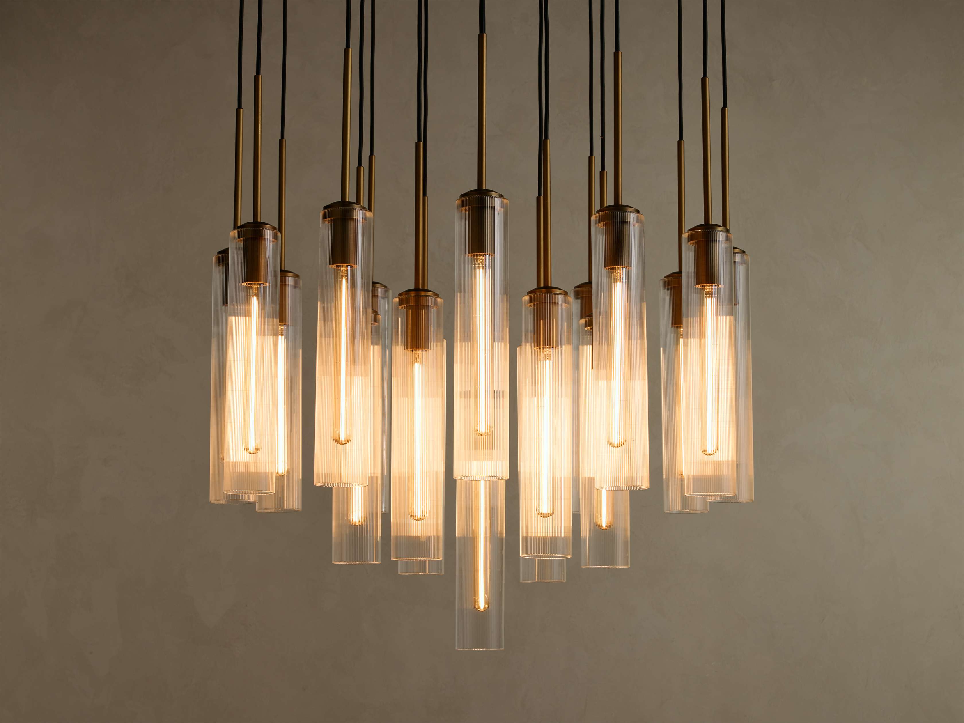 Colleena 36" Round Chandelier with Fluted Glass in Brass (1 of 4)
