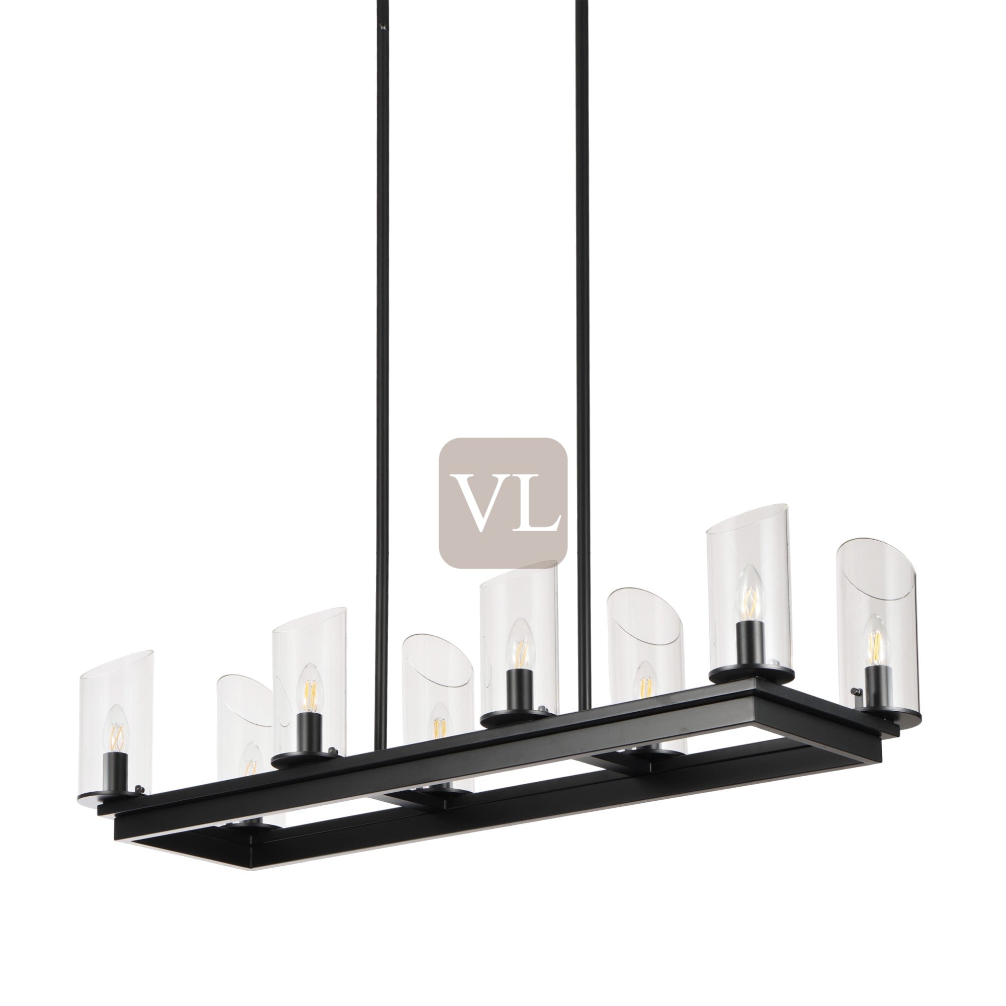 Modern Frame Glass Shade Chandelier