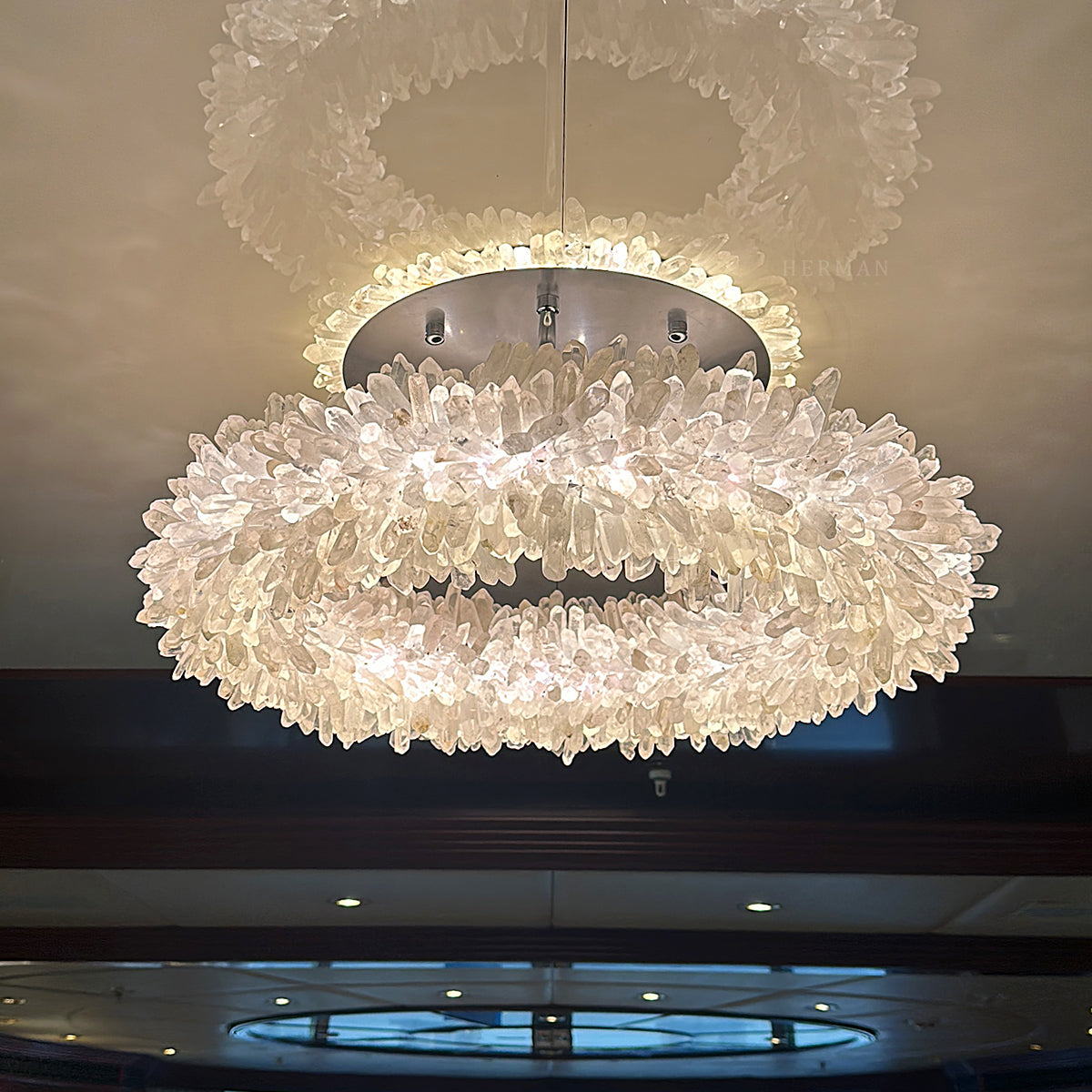 Geode Round Quartz Crystal Chandelier