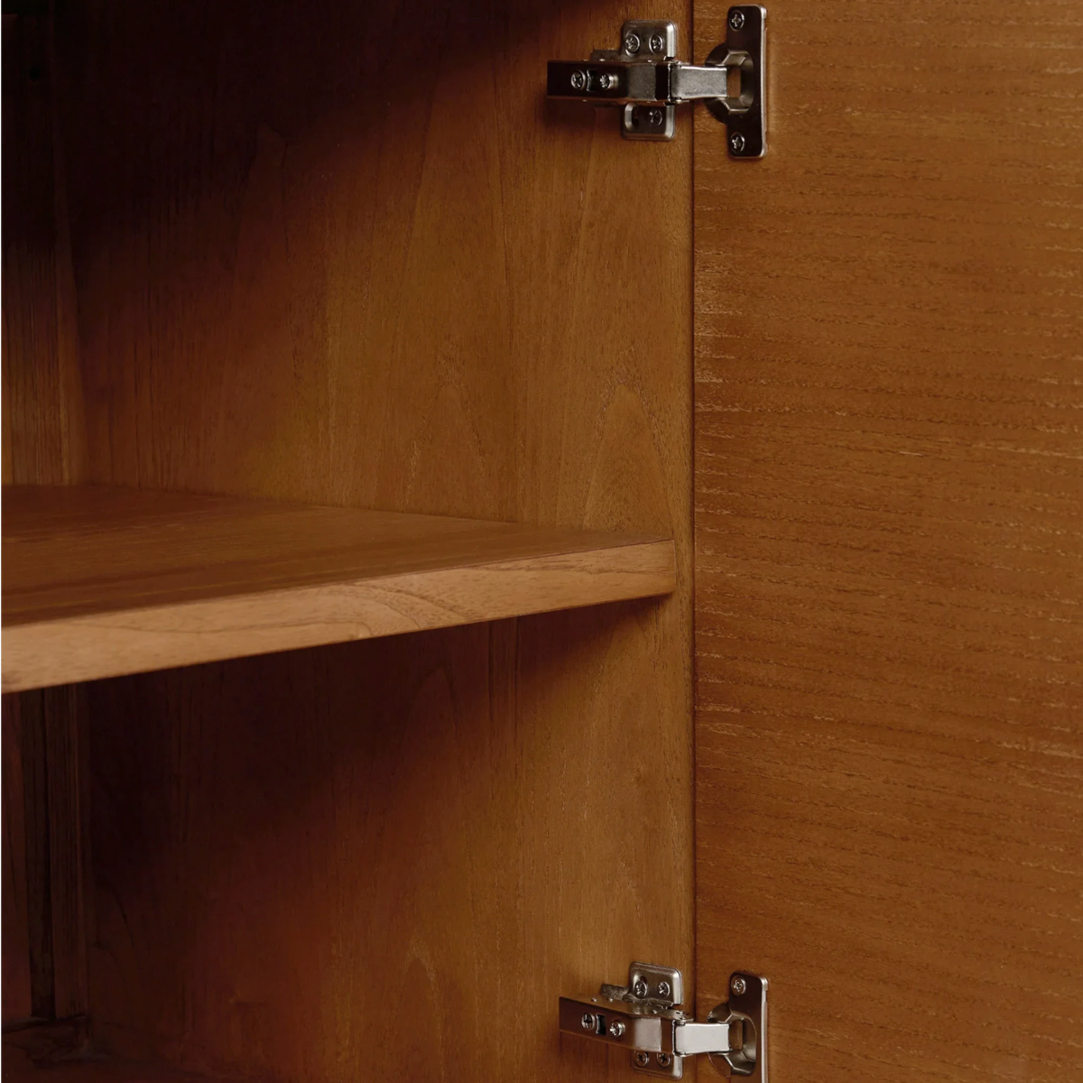 Artisanal Wood Storage Console with Fluted Geometric Plinth