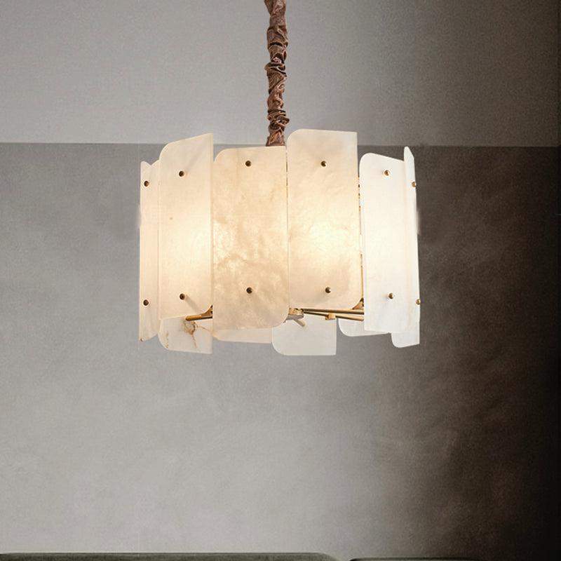 Elegant Marble Alabaster Round Chandelier with 5 or 10 Lights