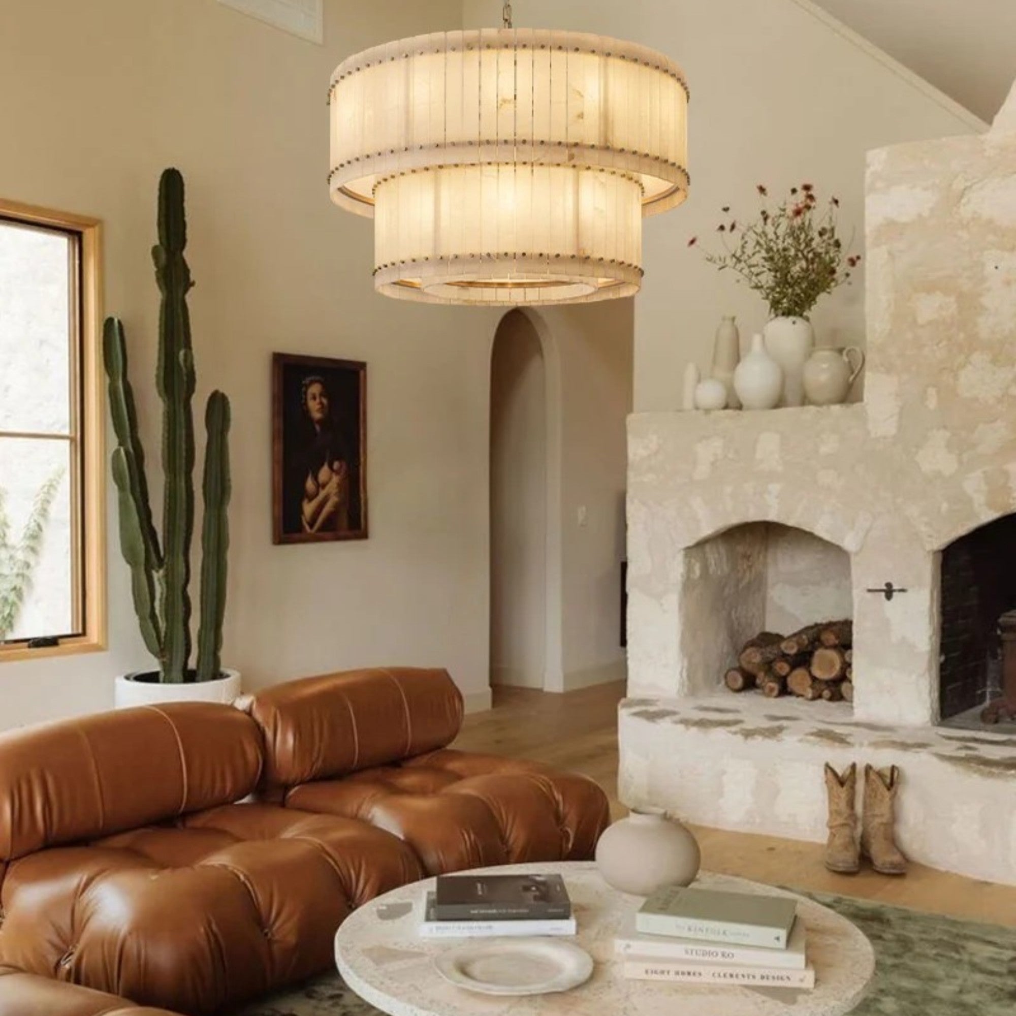 Marcus Alabaster Round Tiered Chandelier