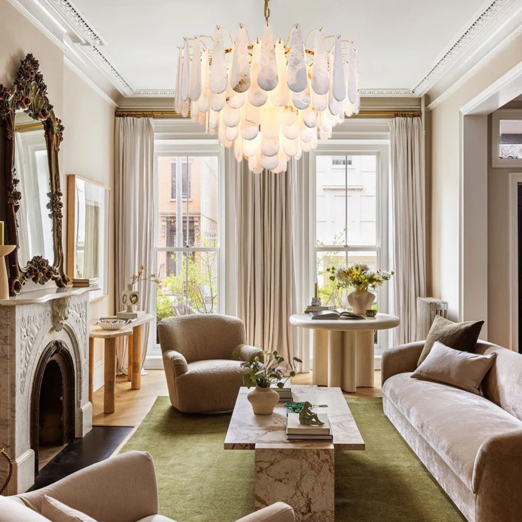 Alabaster Foyer Chandelier Lighting, Luxury Modern Lighting