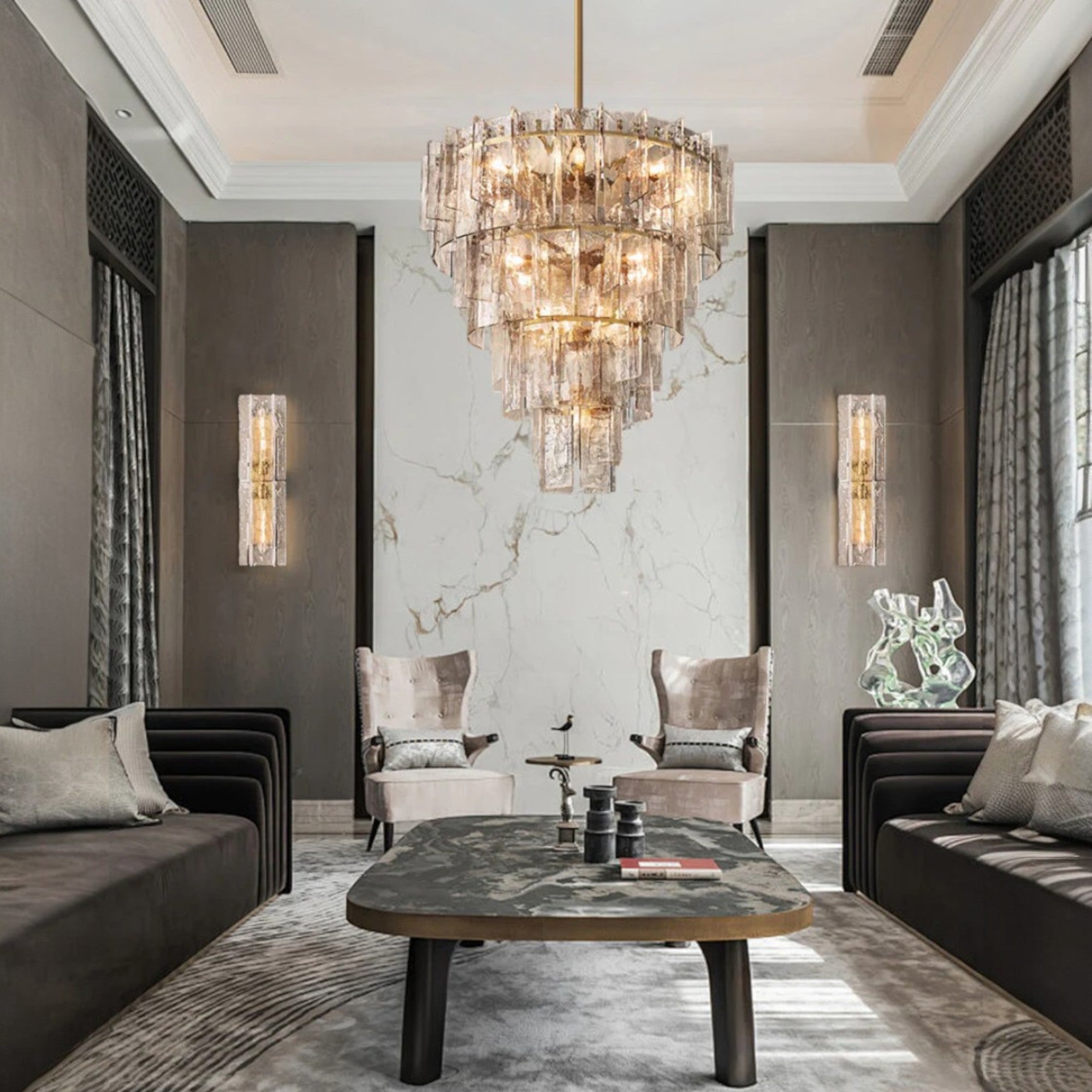 Lattice Tiered Round Chandelier