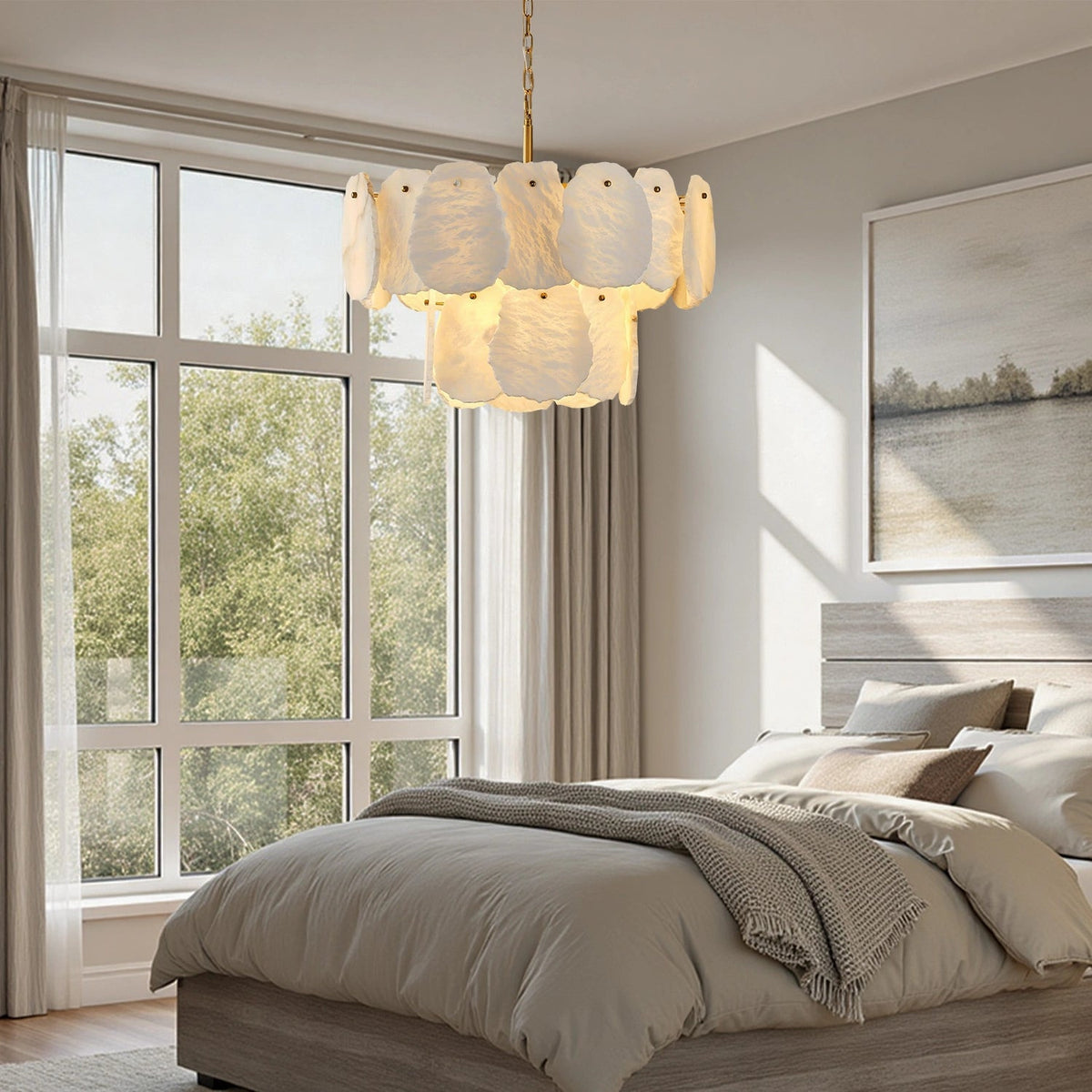 Layered Alabaster Round Chandelier