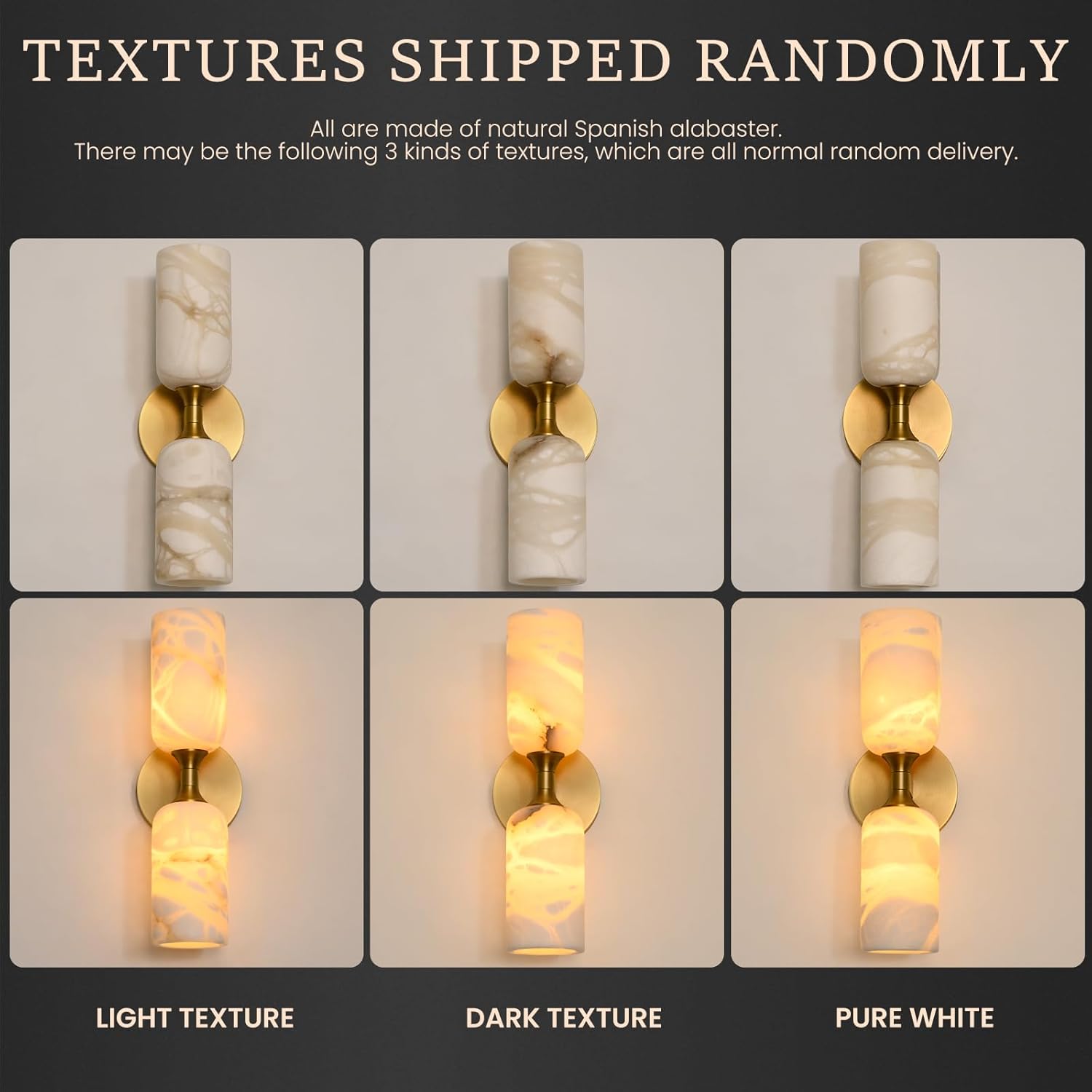 Elegant Alabaster Wall Sconce with Brass Finish 14in