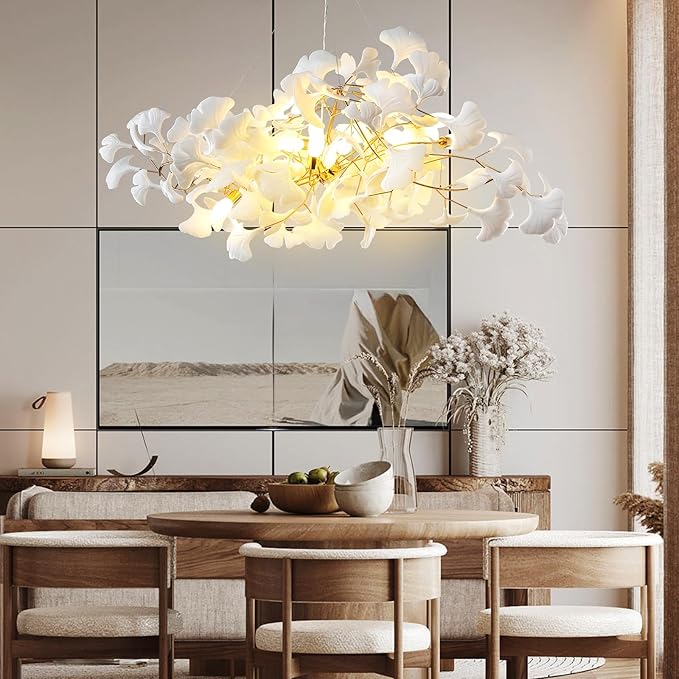 Ceramic Ginkgo Leaf Chandelier