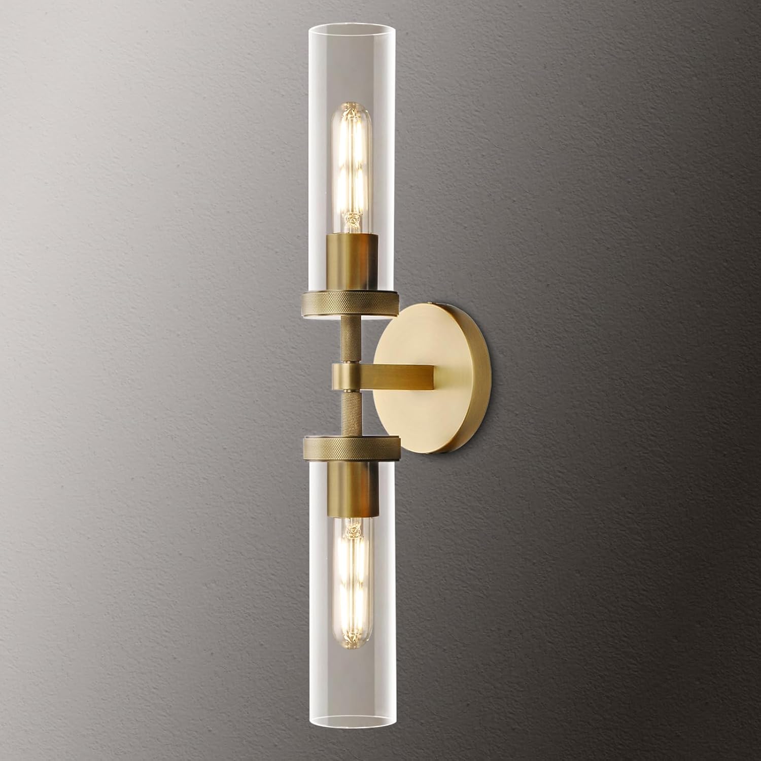 Lambert Round Linear Short Wall Sconce Brass Black Nickel