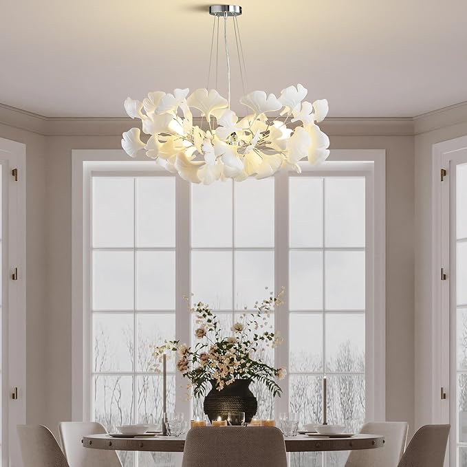 Ceramic Ginkgo Leaf Chandelier