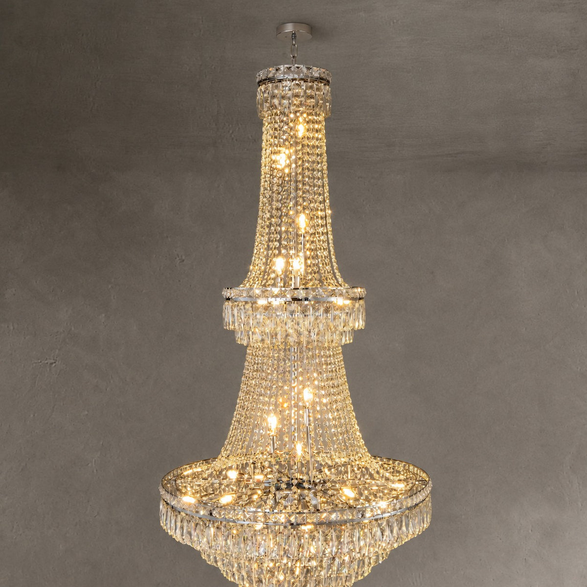 Two-Tier Square Diamond Round Pendant 780 - Silver