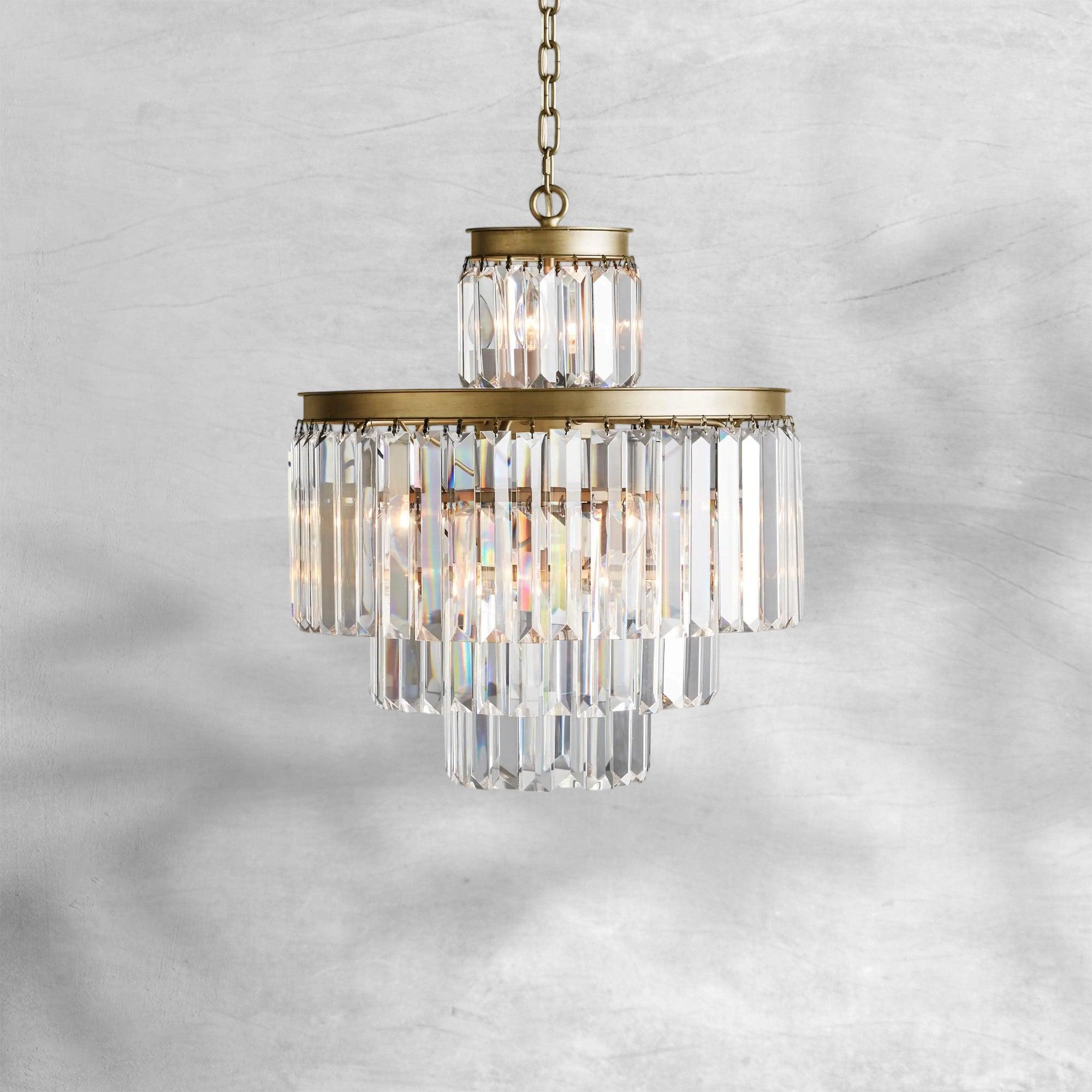 Leyland 11-Light Art Deco Chandelier with K9 Glass Crystals