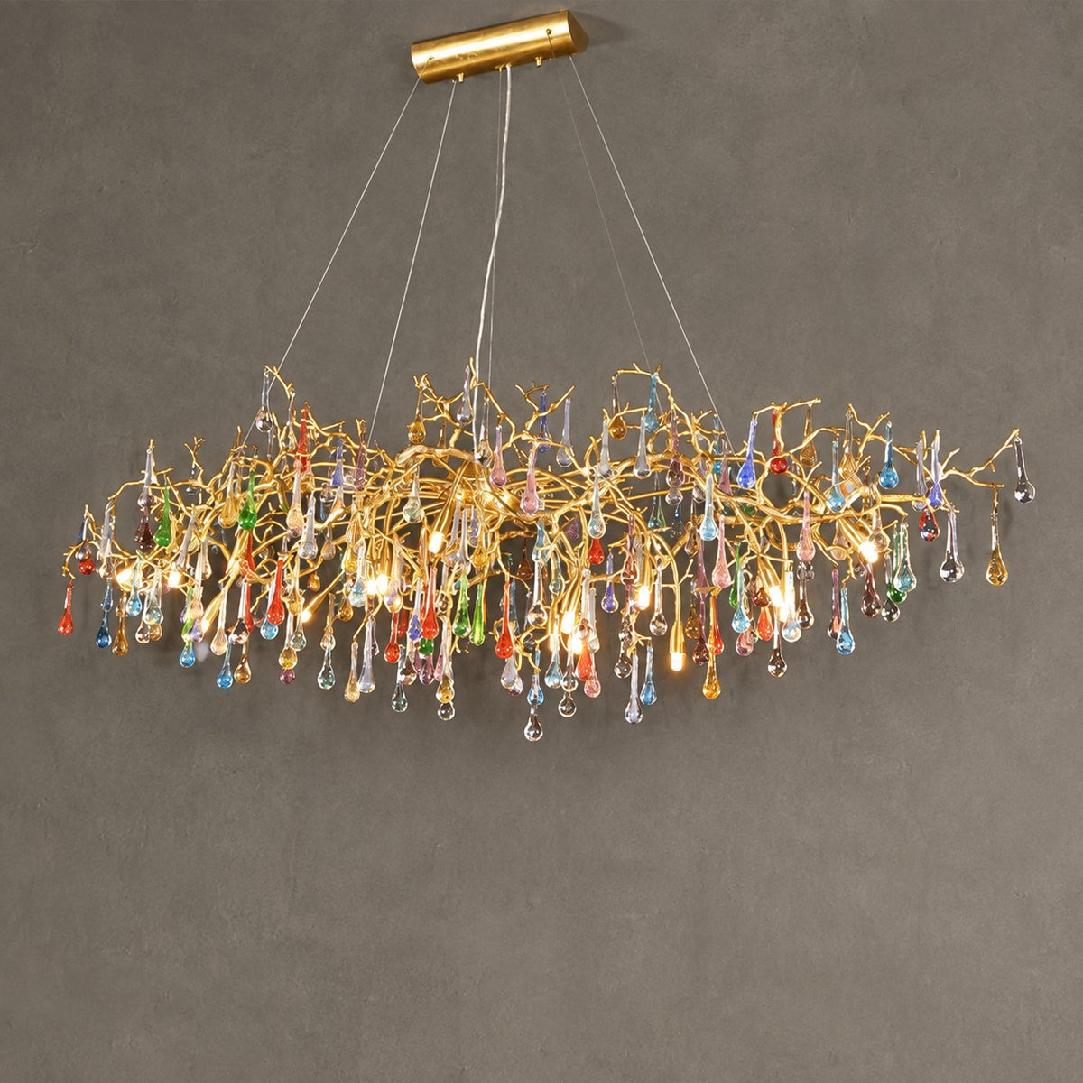 Melody Modern Linear Colorful Crystal Branch Chandelier
