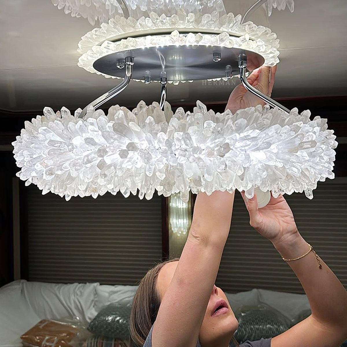 Geode Round Quartz Crystal Chandelier