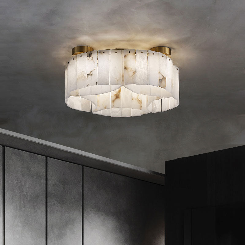 Contemporary Alabaster Flush Mount Ceiling Lamp with Warm White Glow