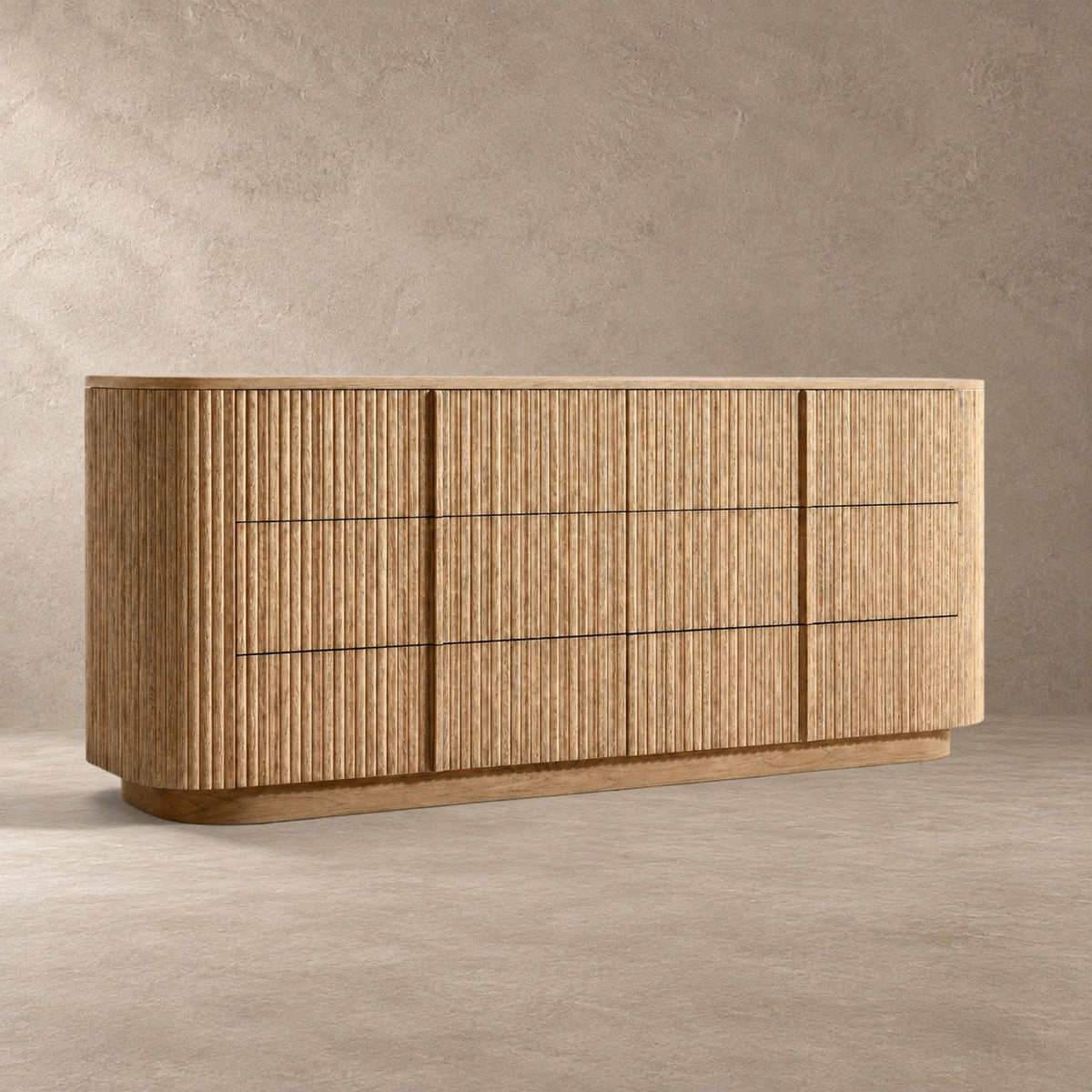 Reeded Oak Dresser with Curved Contours