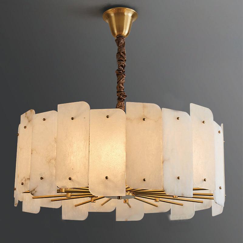 Elegant Marble Alabaster Round Chandelier with 5 or 10 Lights