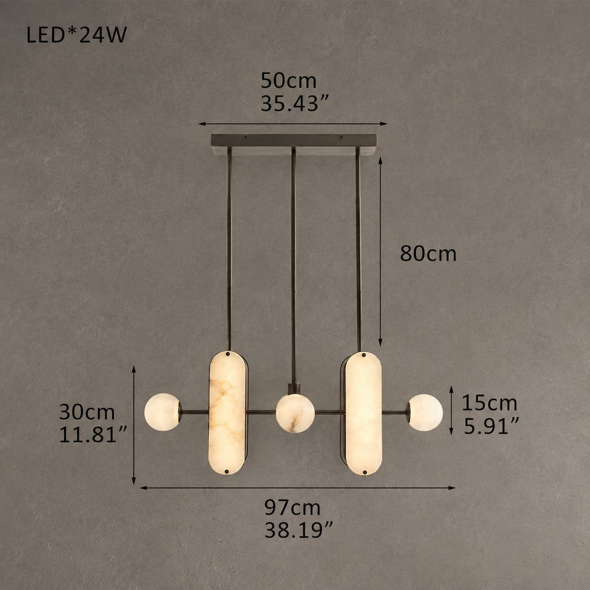 8-Light LED Linear Pendant Lighting in White Alabaster