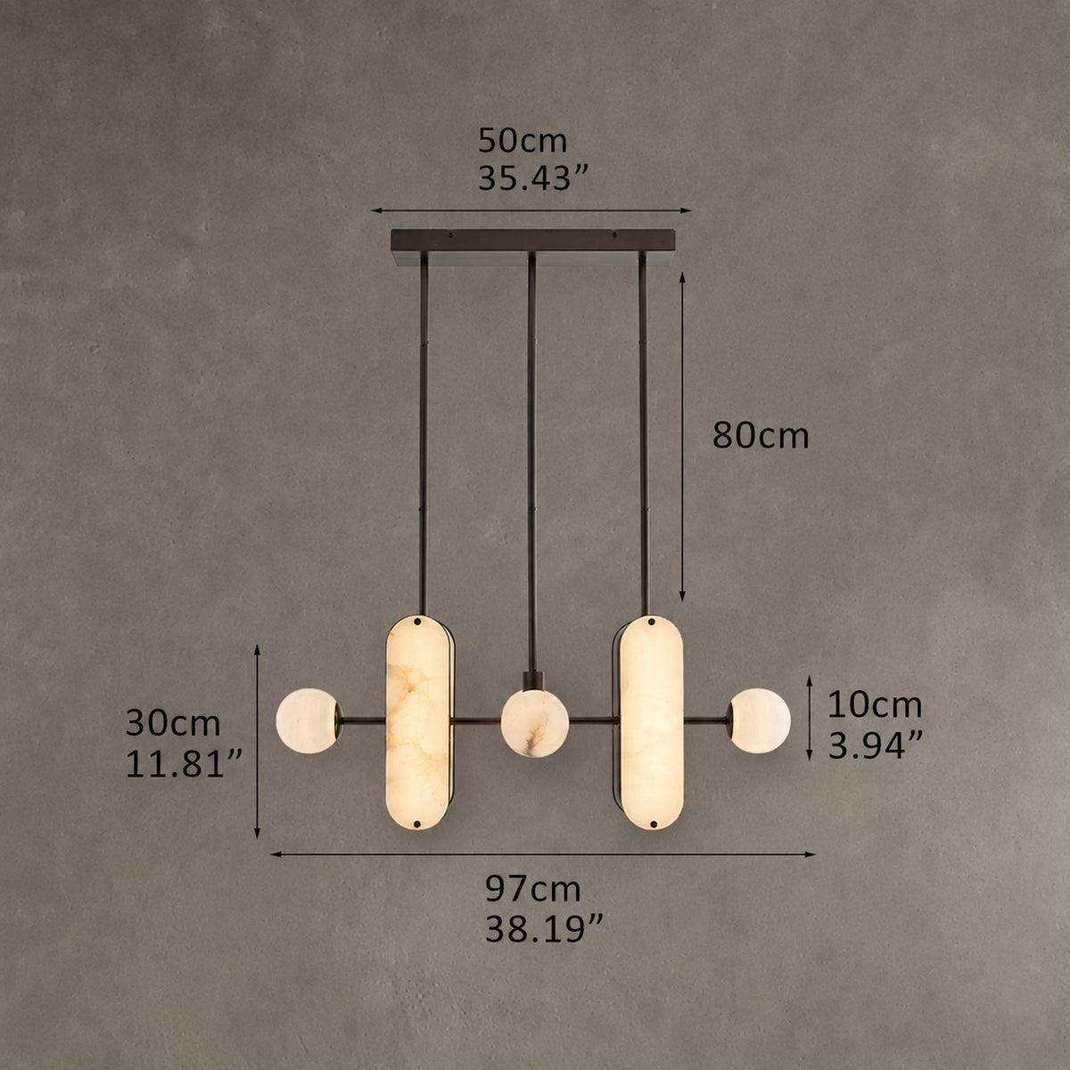 8-Light LED Linear Pendant Lighting in White Alabaster
