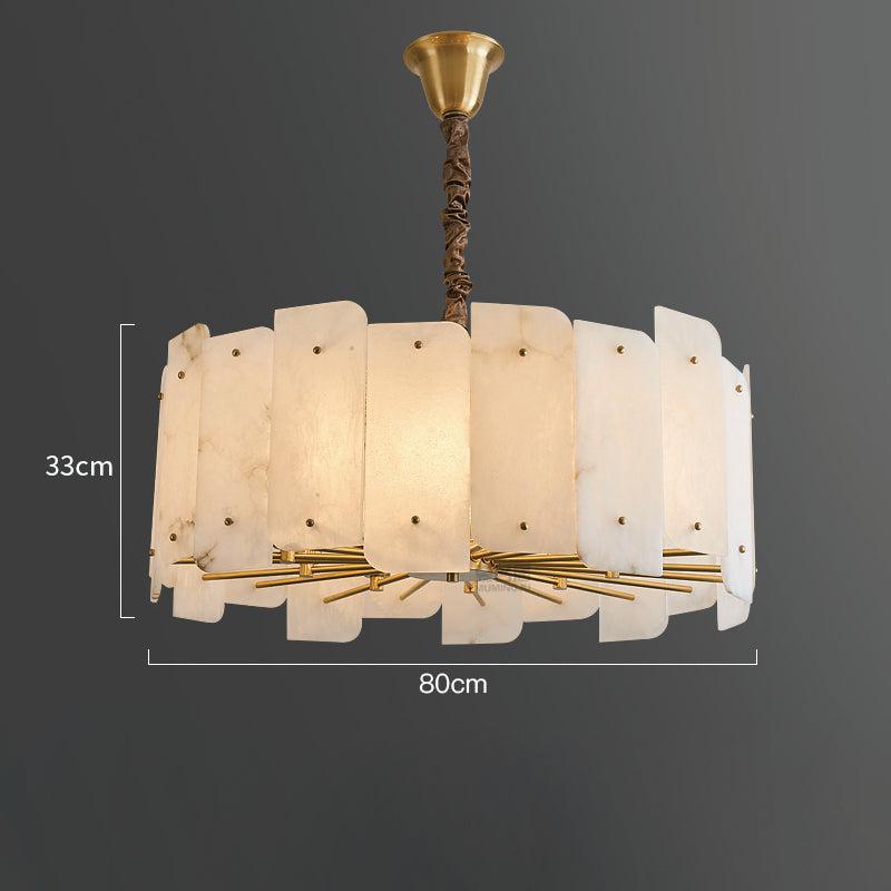 Elegant Marble Alabaster Round Chandelier with 5 or 10 Lights