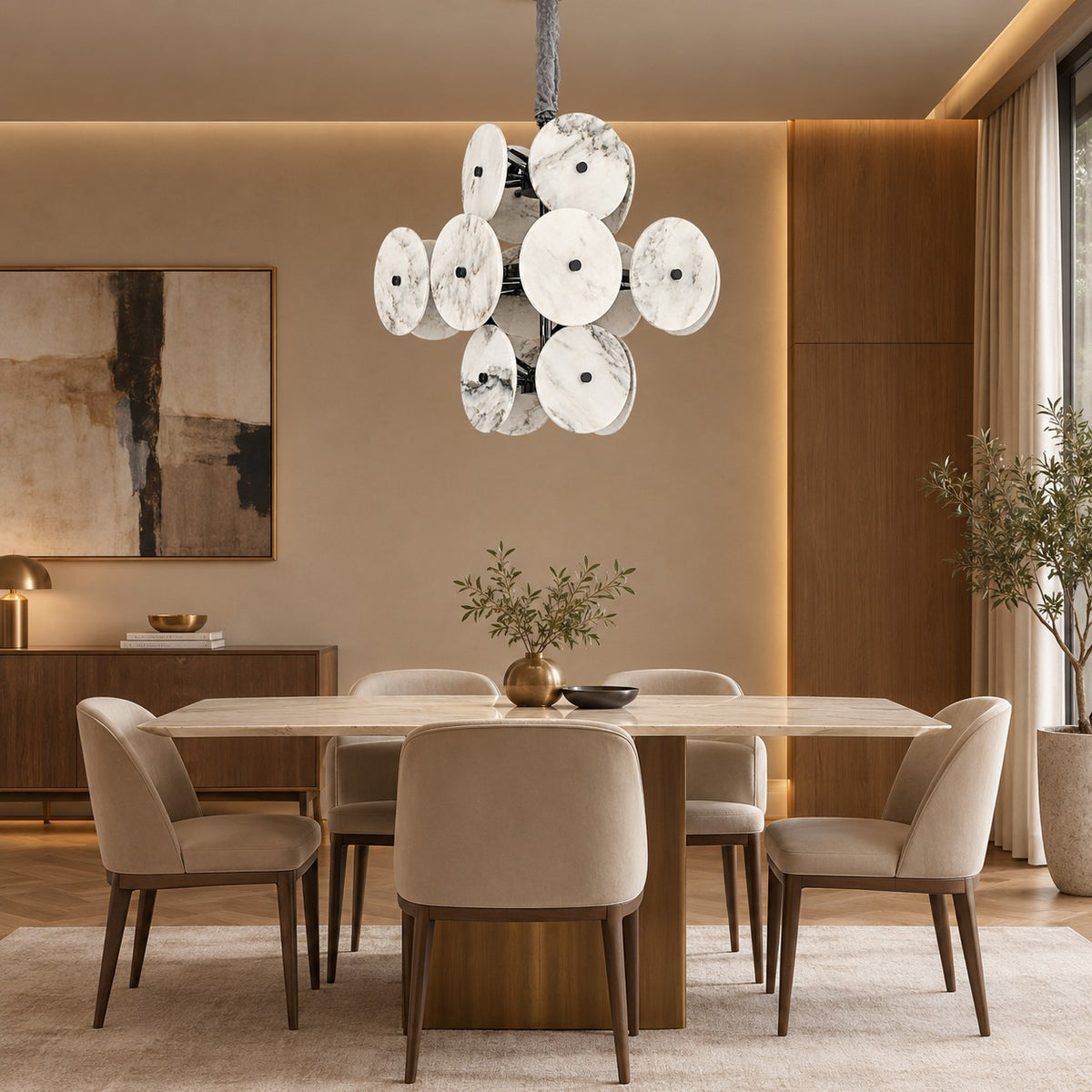 Modern Sculptural Luxury stone Cluster Chandelier
