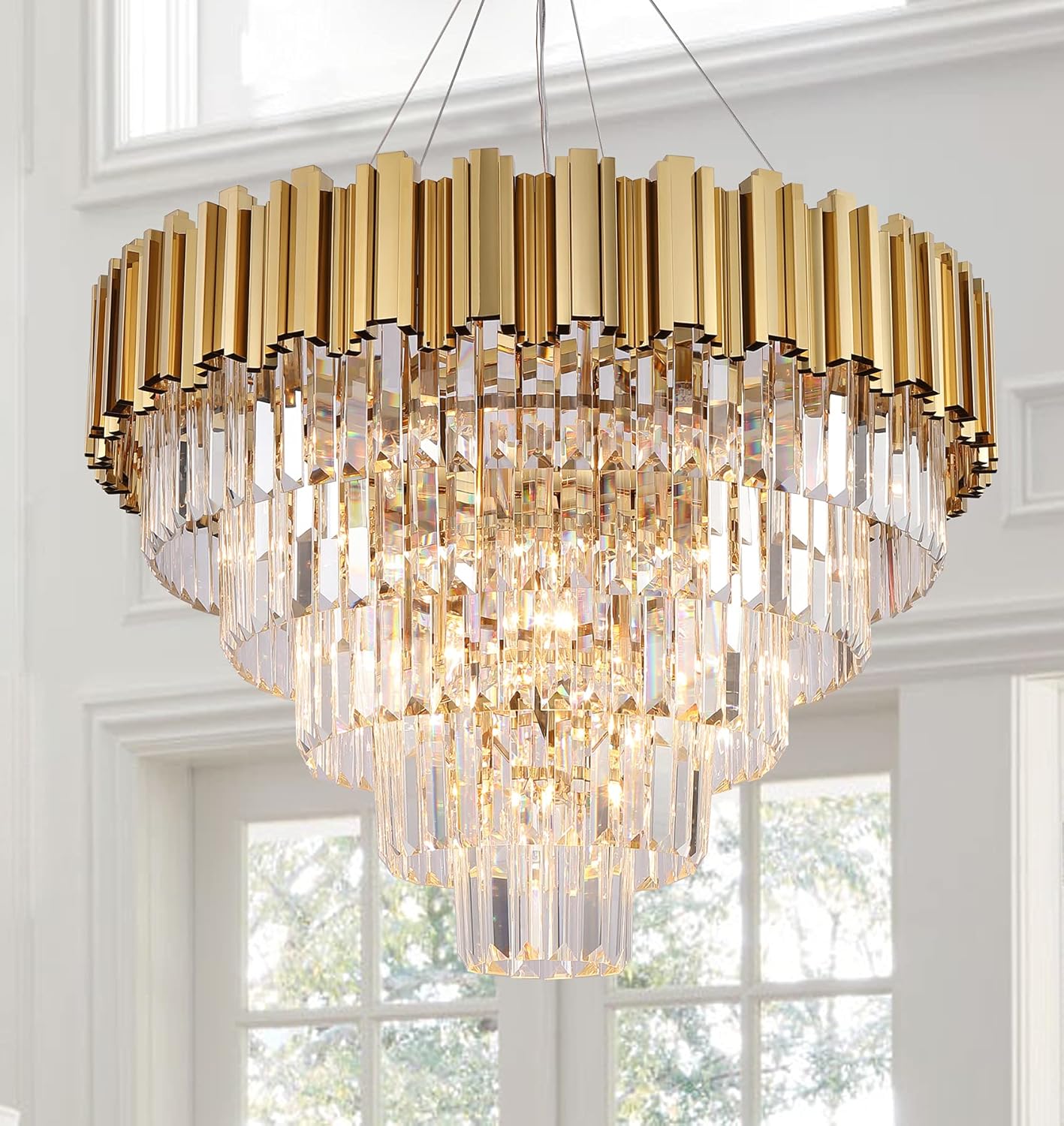 Modern Chrome Crystal Chandelier