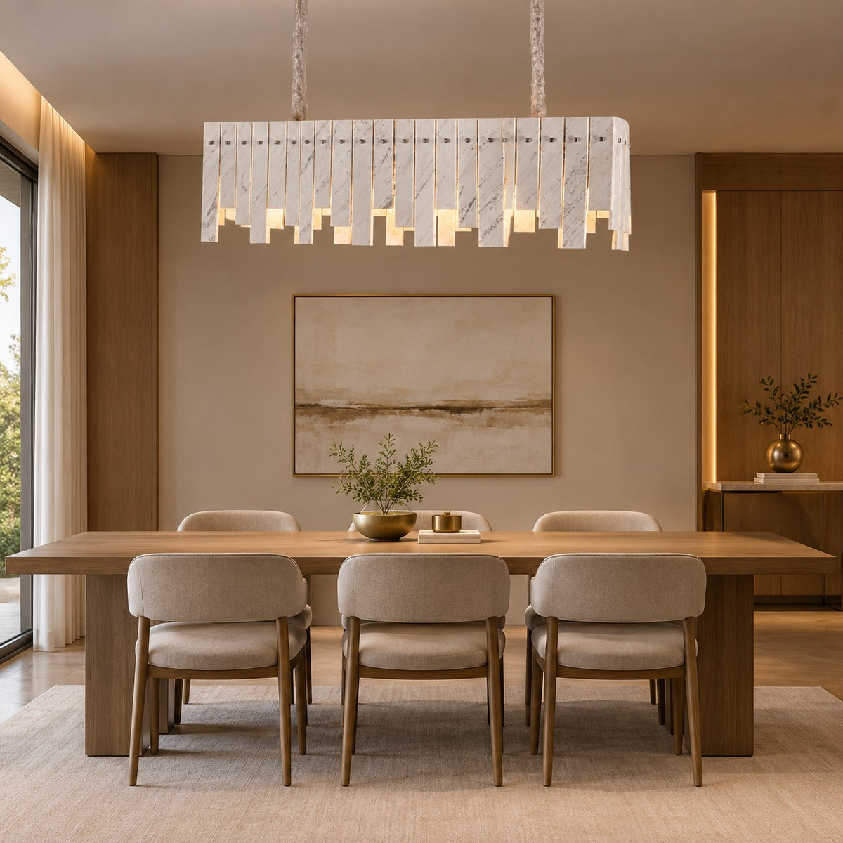 Modern Yugoslav White Luxury Stone Linear Chandelier