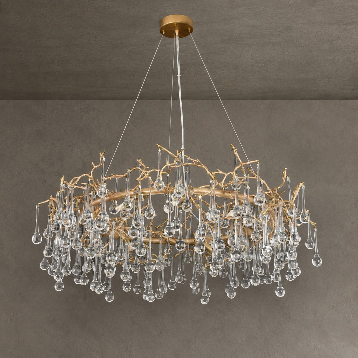Modern Round Small Water Drop Branch Chandelier