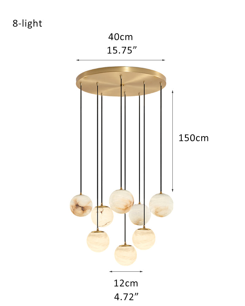 Small Alabaster Cluster Globes Ceiling Pendant Light For High Ceiling