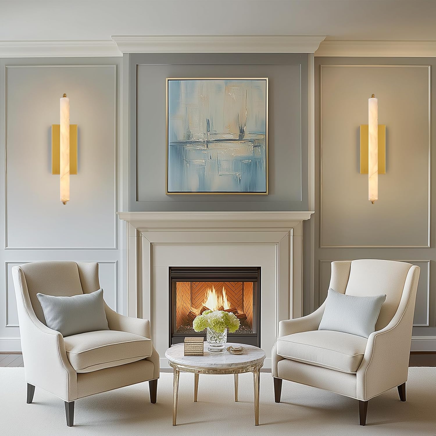 Elegant Alabaster Handcrafted Wall Sconce