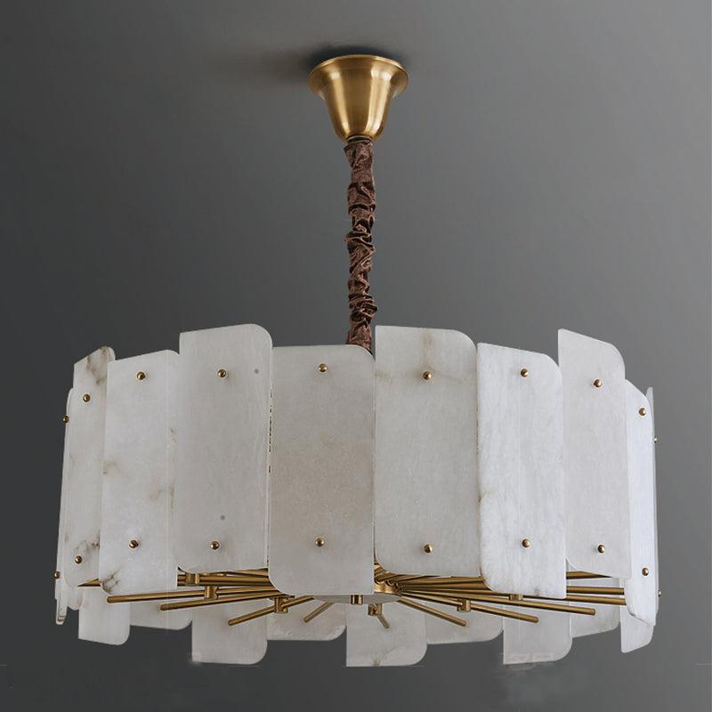 Elegant Marble Alabaster Round Chandelier with 5 or 10 Lights