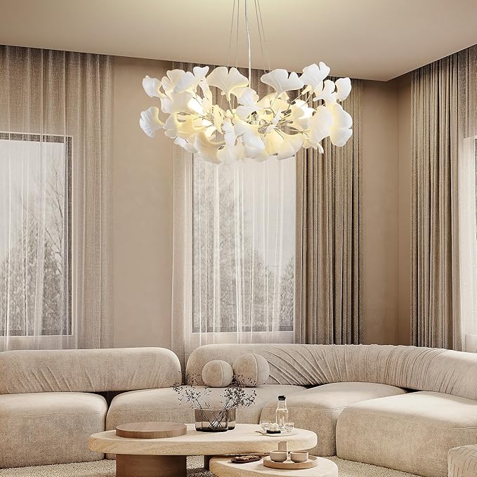 Ceramic Ginkgo Leaf Chandelier
