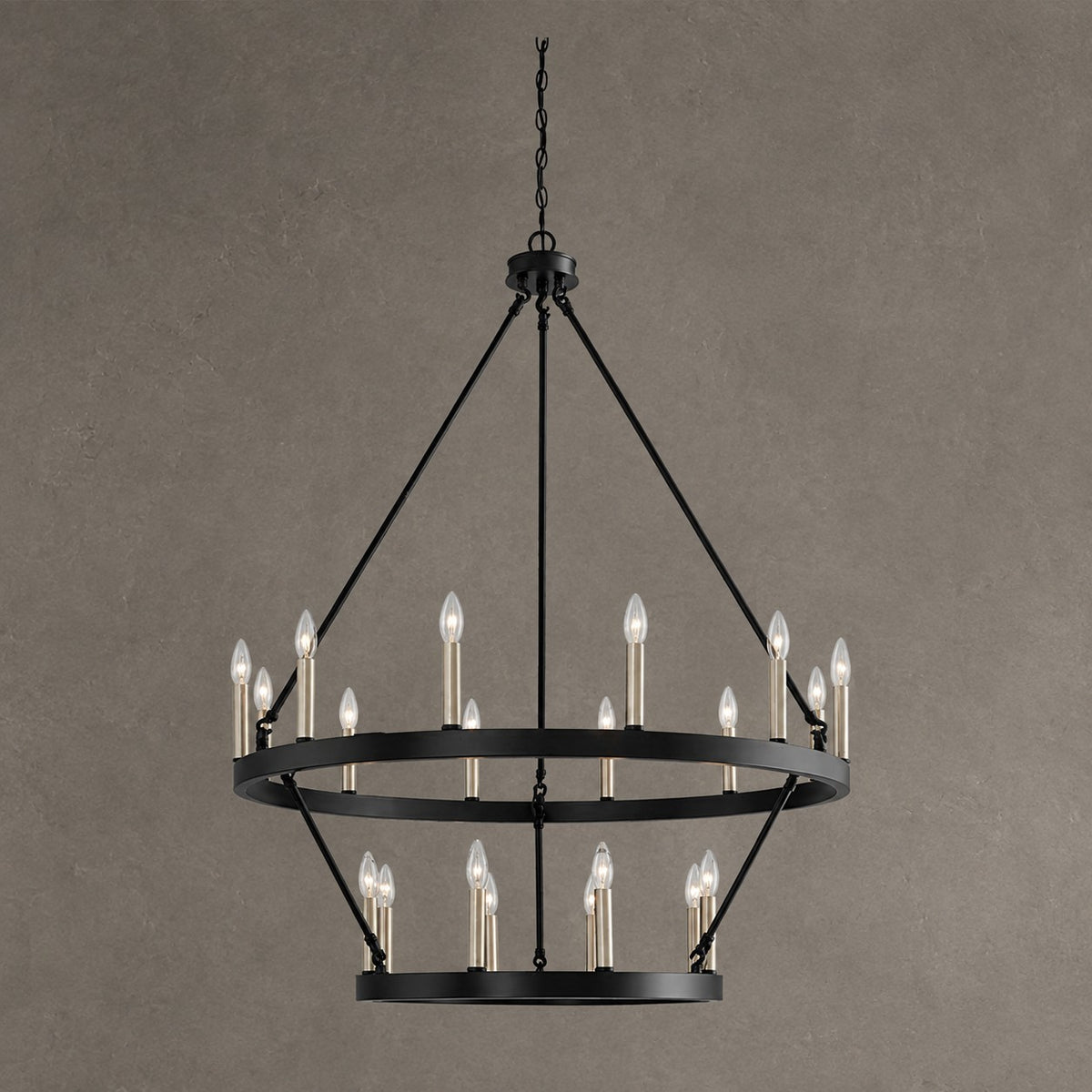 Black/ Brass Dust Wagon Wheel Chandelier Candle Style Farmhouse Vintage Ceiling Light For Living Room