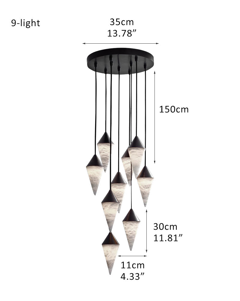 12 light Conical Cluster Minimalist Design Alabaster Pendant Light
