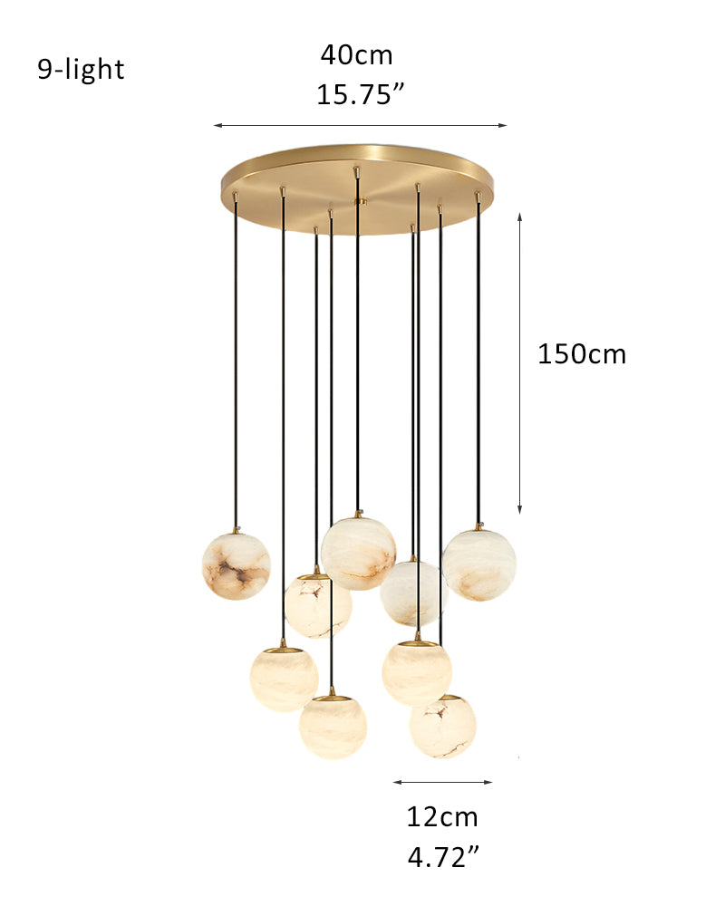 Small Alabaster Cluster Globes Ceiling Pendant Light For High Ceiling