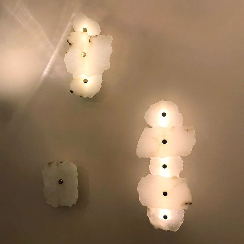 Art Decor Multiple Irregularity Shape LED Brass wall sconces White Alabaster Shade
