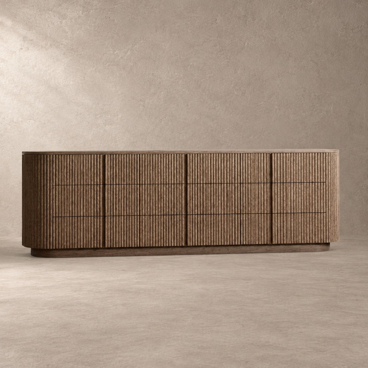 Reeded Oak Dresser with Curved Contours