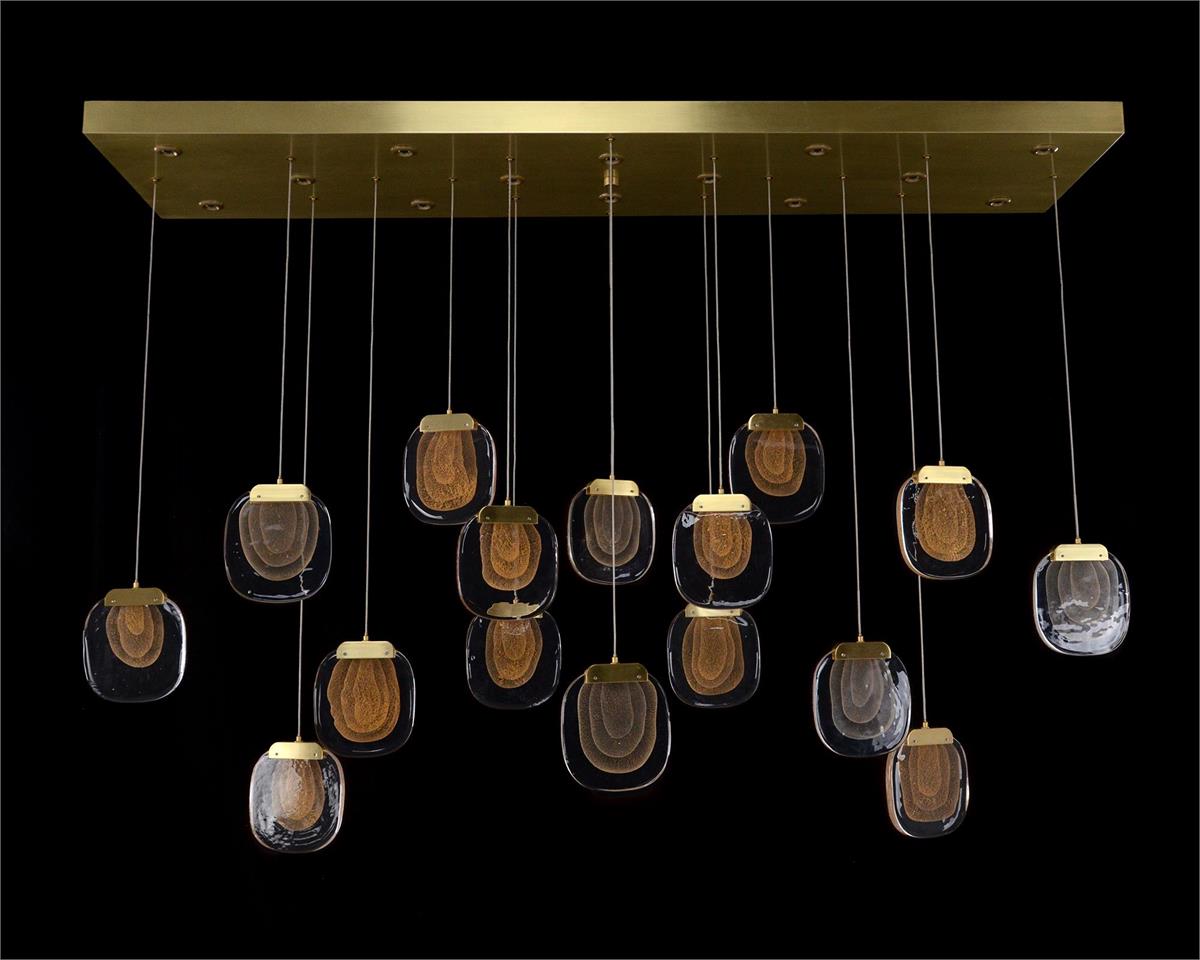 Naturix Layered Glass Thirty-Light Horizontal Pendant Chandelier