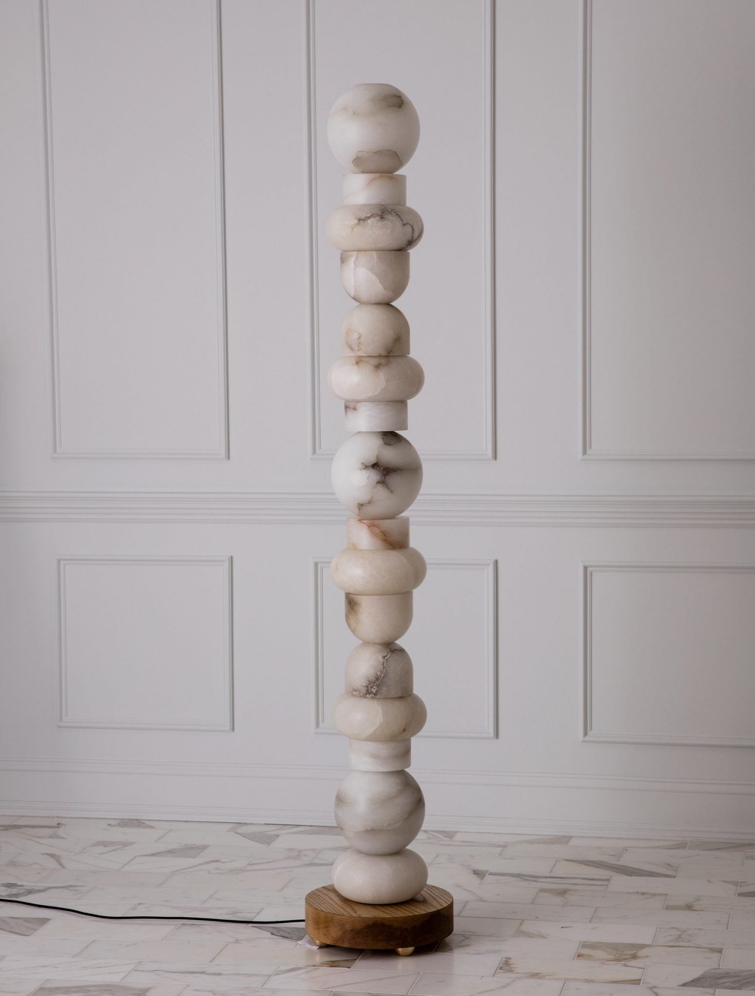 Alabaster Totem 16 Tall Floor Lamp with Metal & Alabaster Finish
