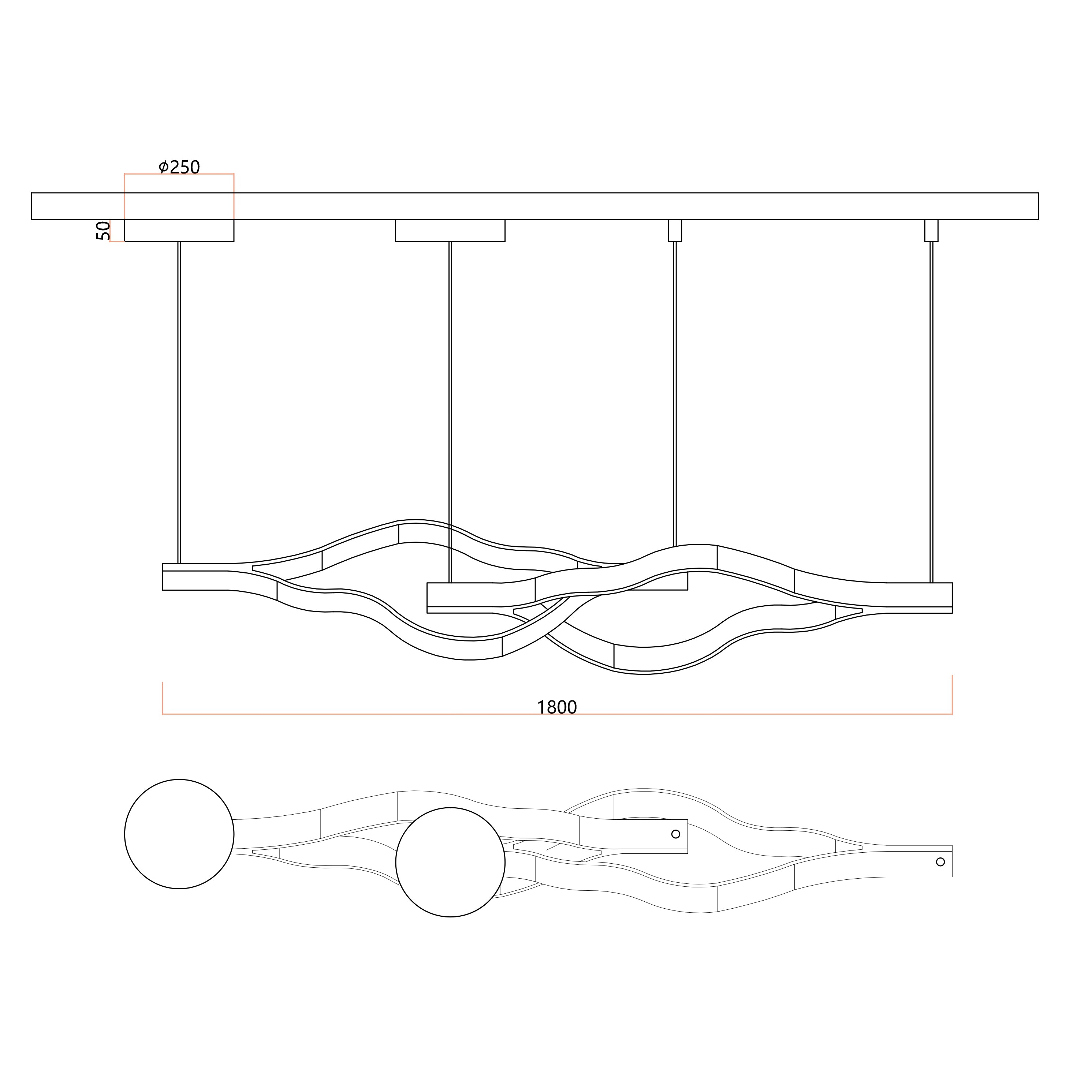 Modern Simple Aluminum Waving Chandelier
