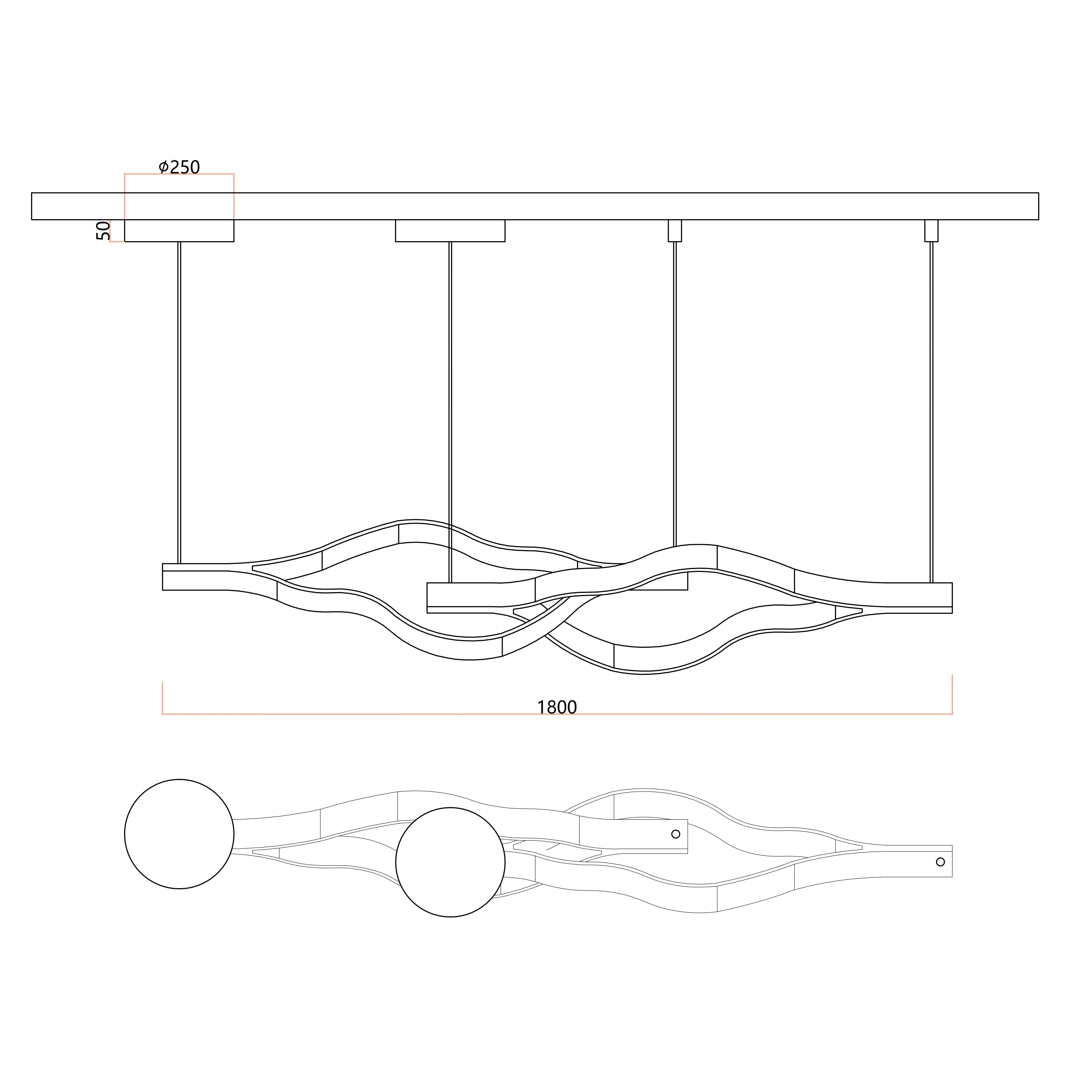 Modern Simple Aluminum Waving Chandelier