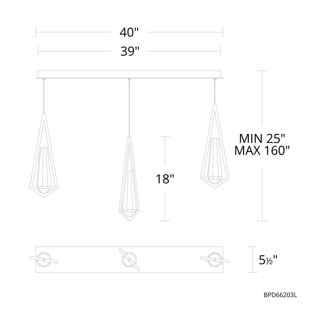 Devotee Linear Chandelier 3 Light