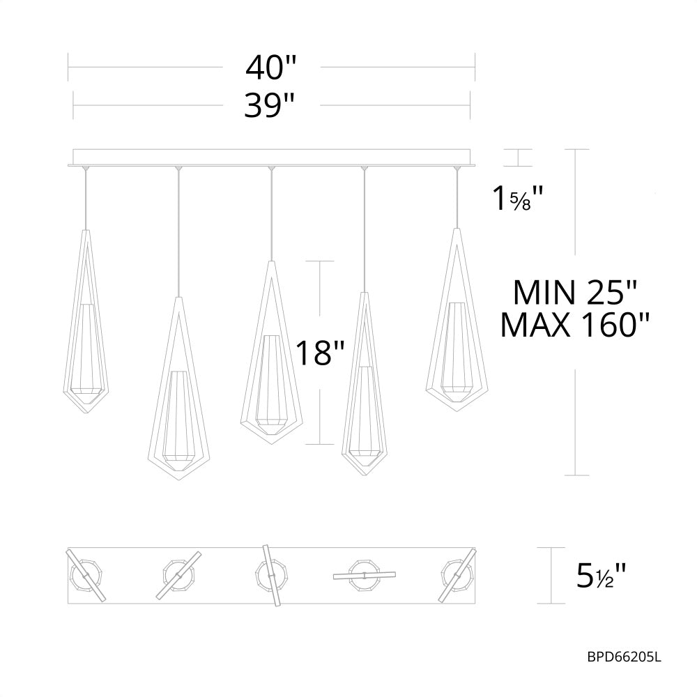 Devotee Linear Chandelier 5 Light