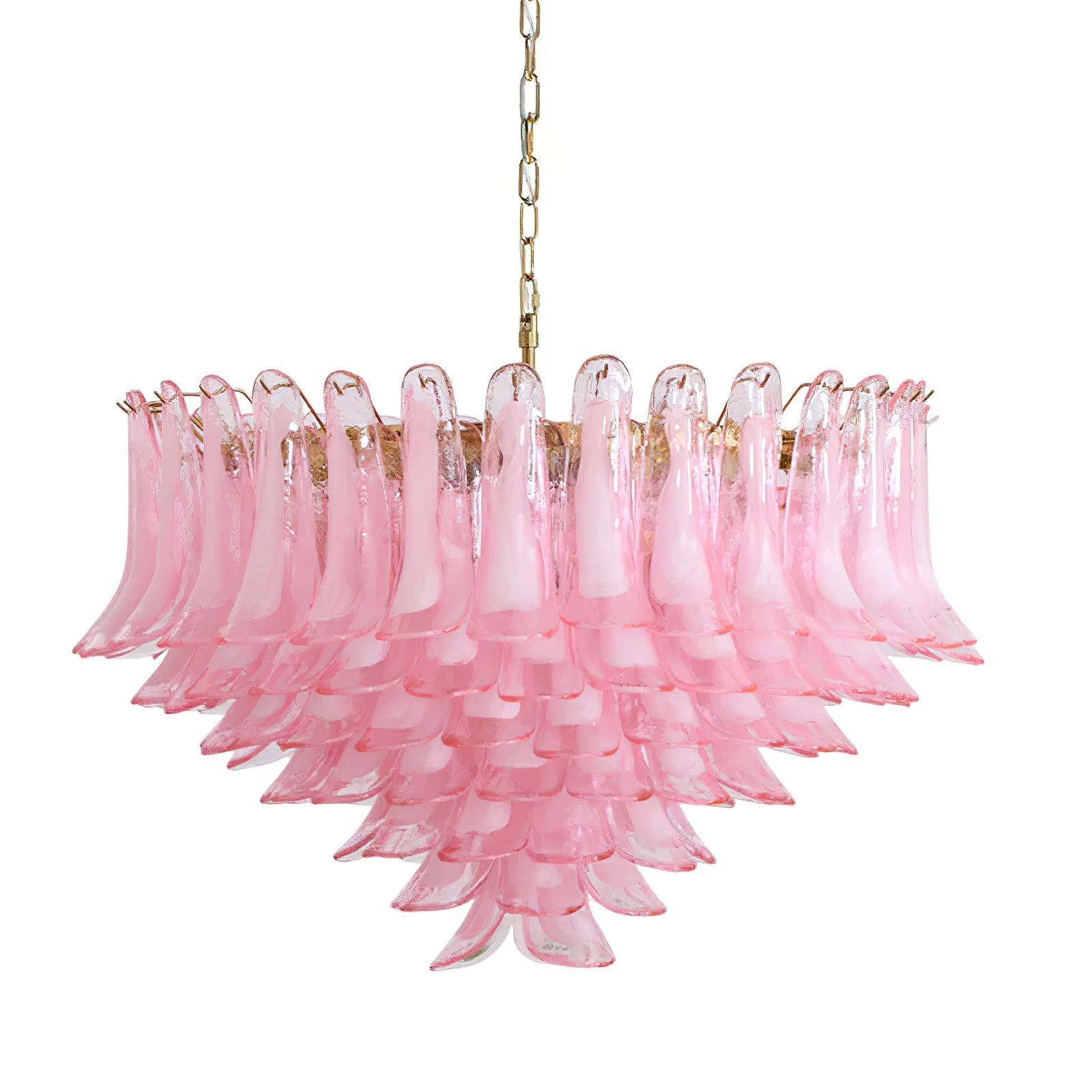 Gold & Pink Barcelona Murano Chandelier with 16 E14 Bulbs