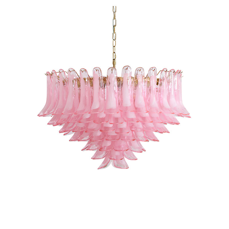 Gold & Pink Barcelona Murano Chandelier with 16 E14 Bulbs