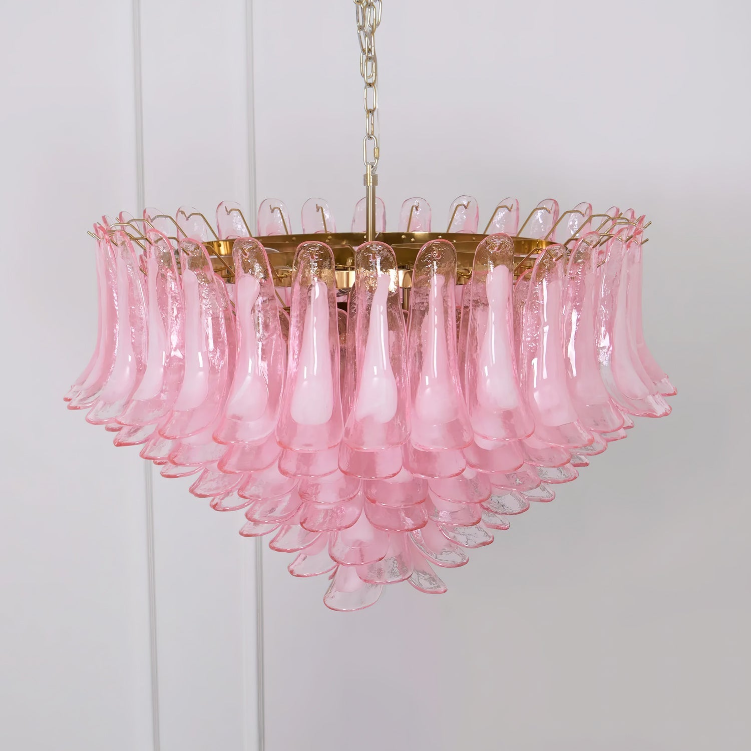 Gold & Pink Barcelona Murano Chandelier with 16 E14 Bulbs