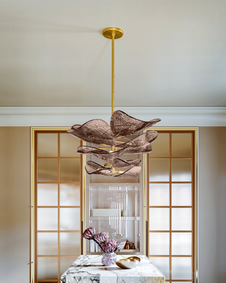Cardiff Gold Leaf Glass Chandelier