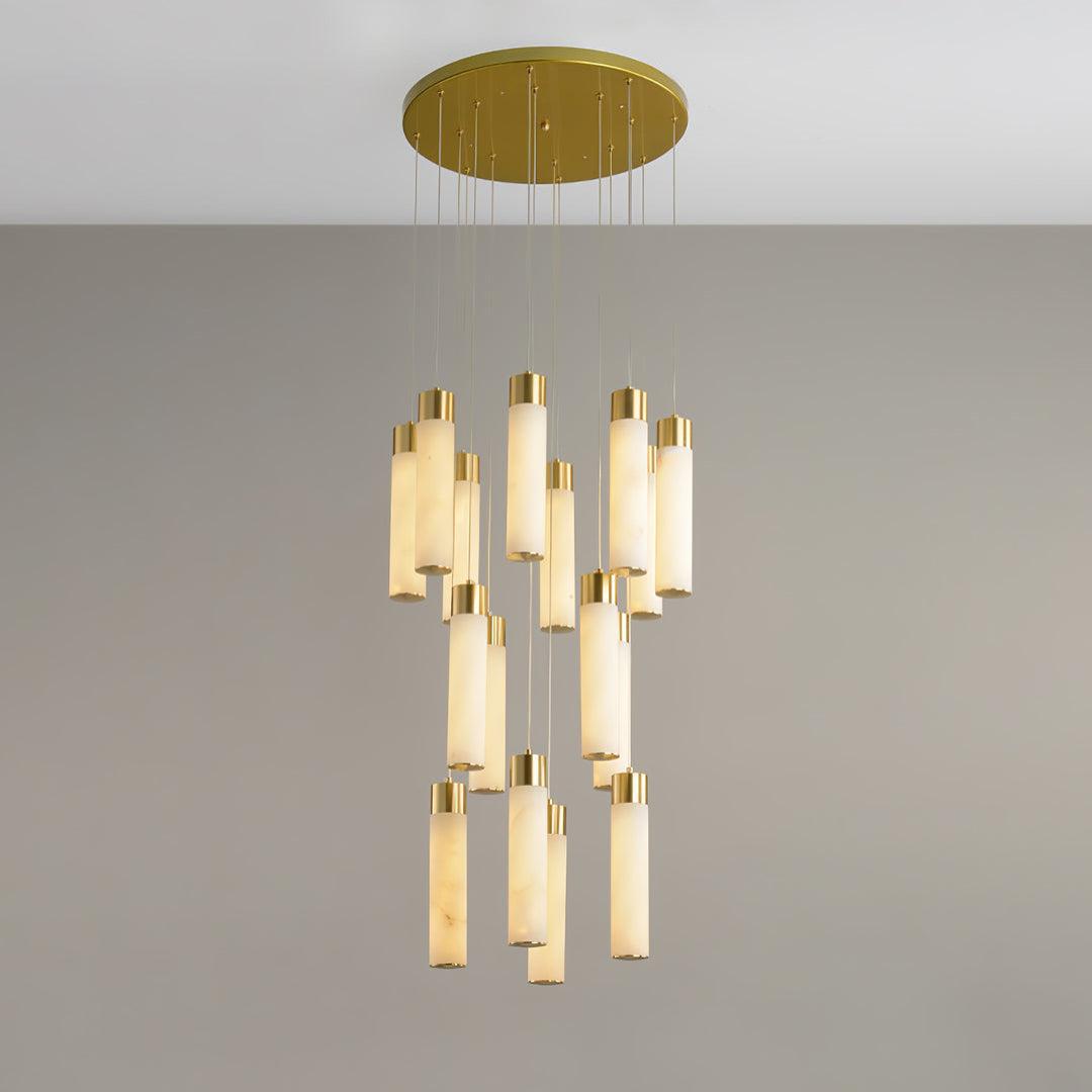 Celestial Alabaster Cascade Gold Chandelier with Integrated LED